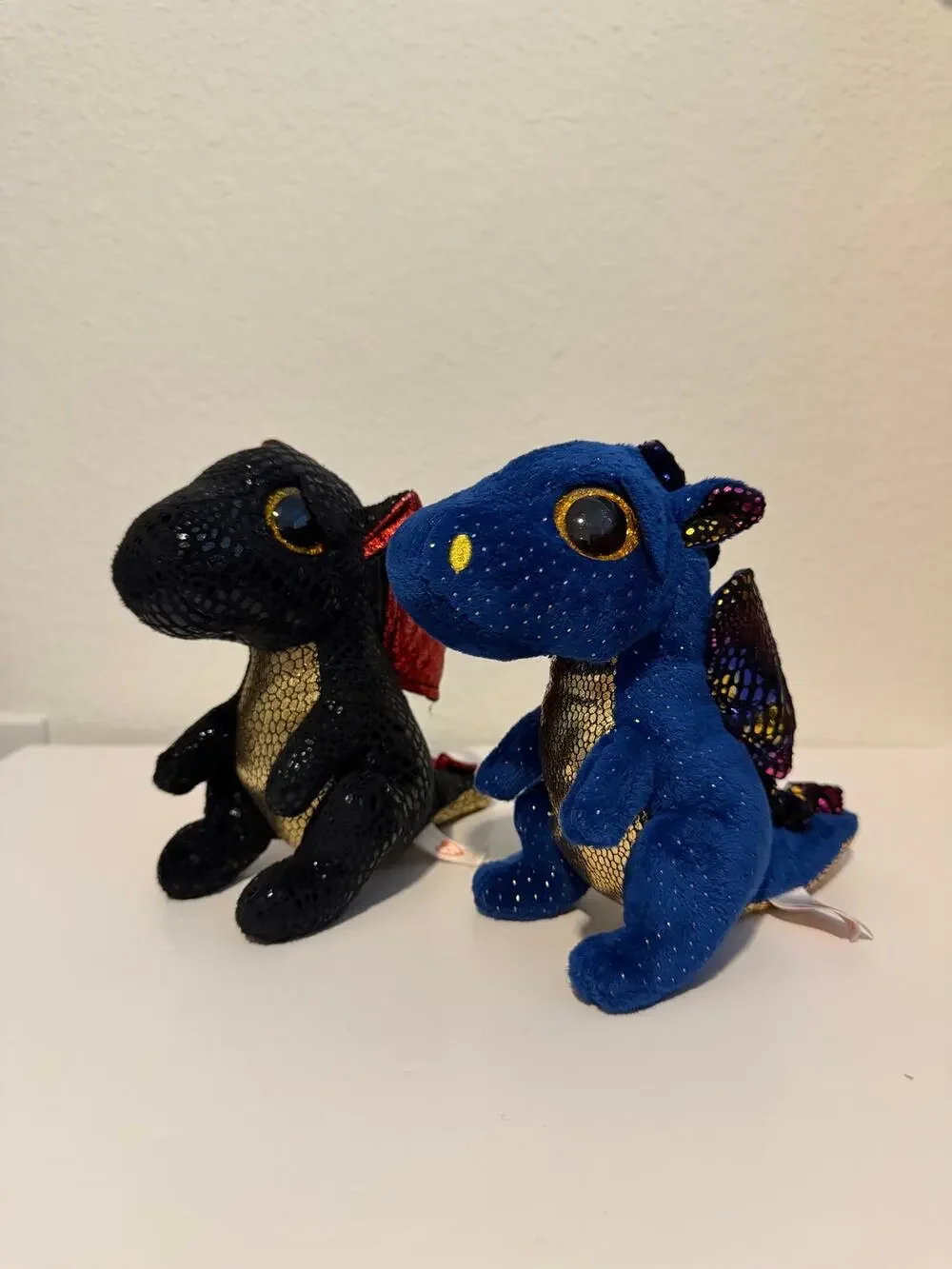 Ty Beanie Boos Dragons Saffire Grindal Black Blue Plush Stuffed Animal Toy 6”